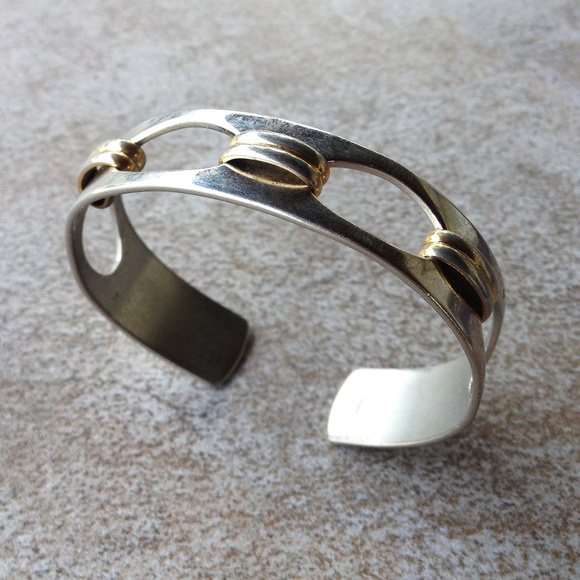 Vintage 2 Tone Cuff Bracelet by Napier - Picture 2 of 2